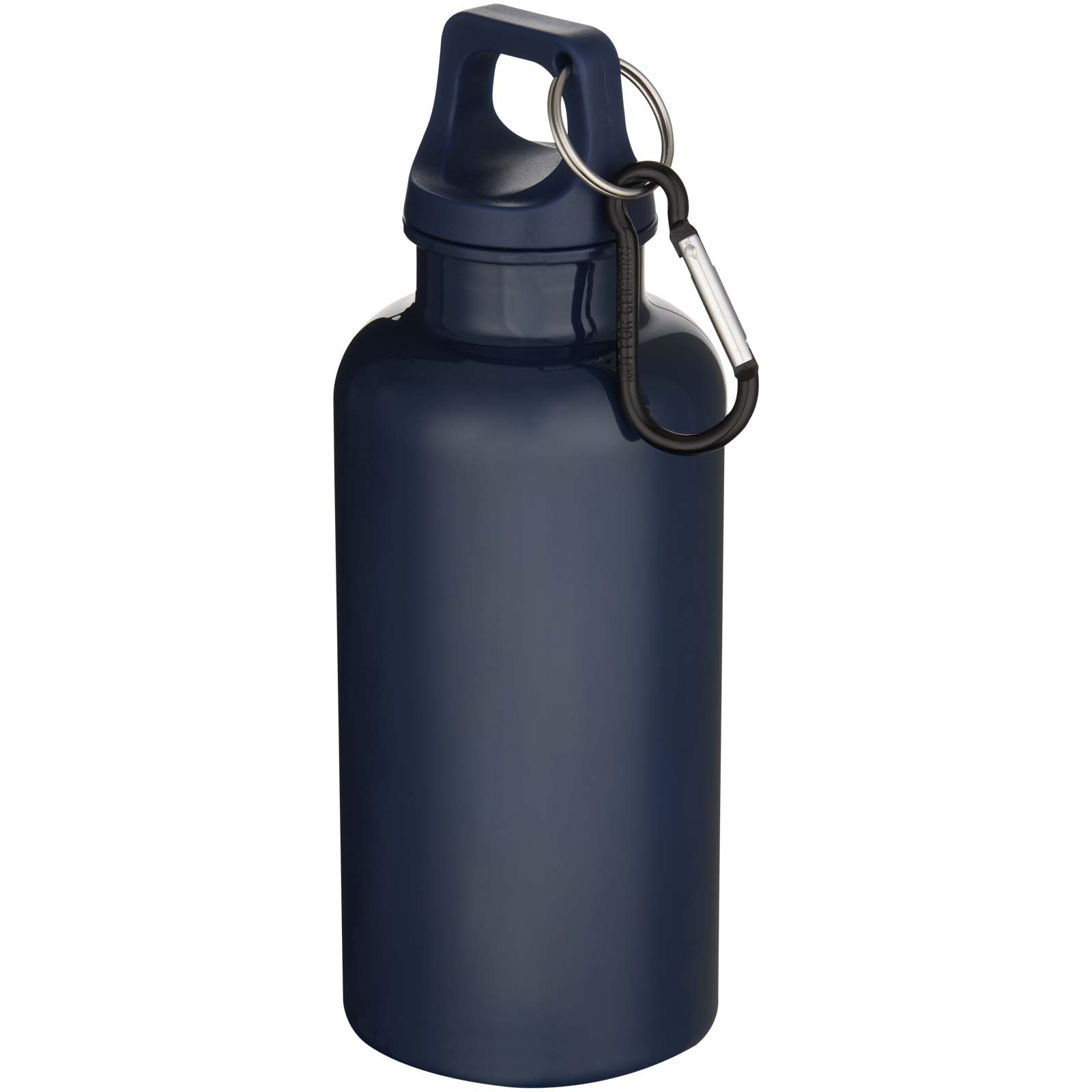 Oregon 400 ml einfarbige RS-zertifizierte Trinkflasche aus recyceltem Kunststoff mit Karabinerhaken marineblau