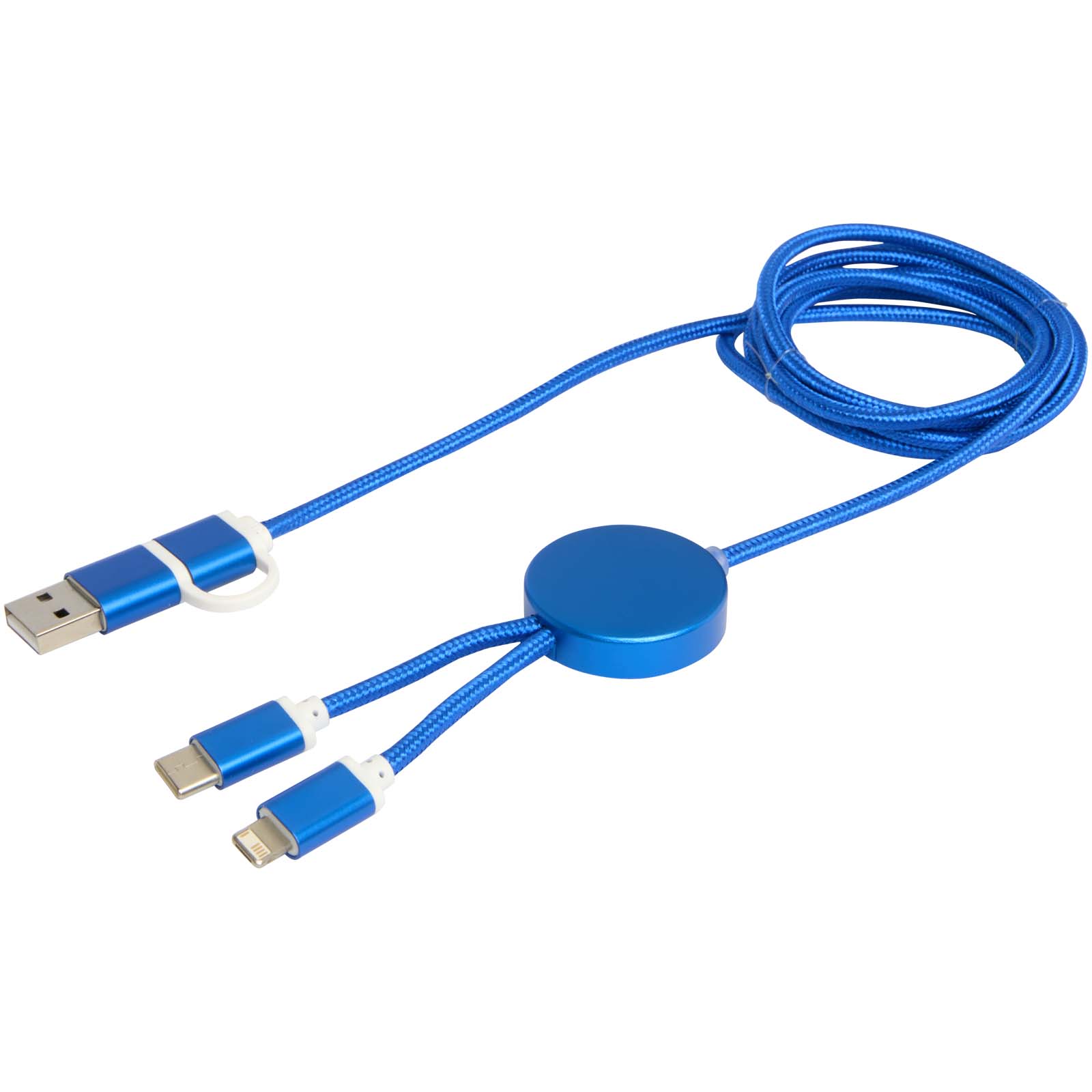 Alasia 150 cm 5-in-1 Kabel aus recyceltem Kunststoff für Datenübertragung und 27W Schnellladung royalblau