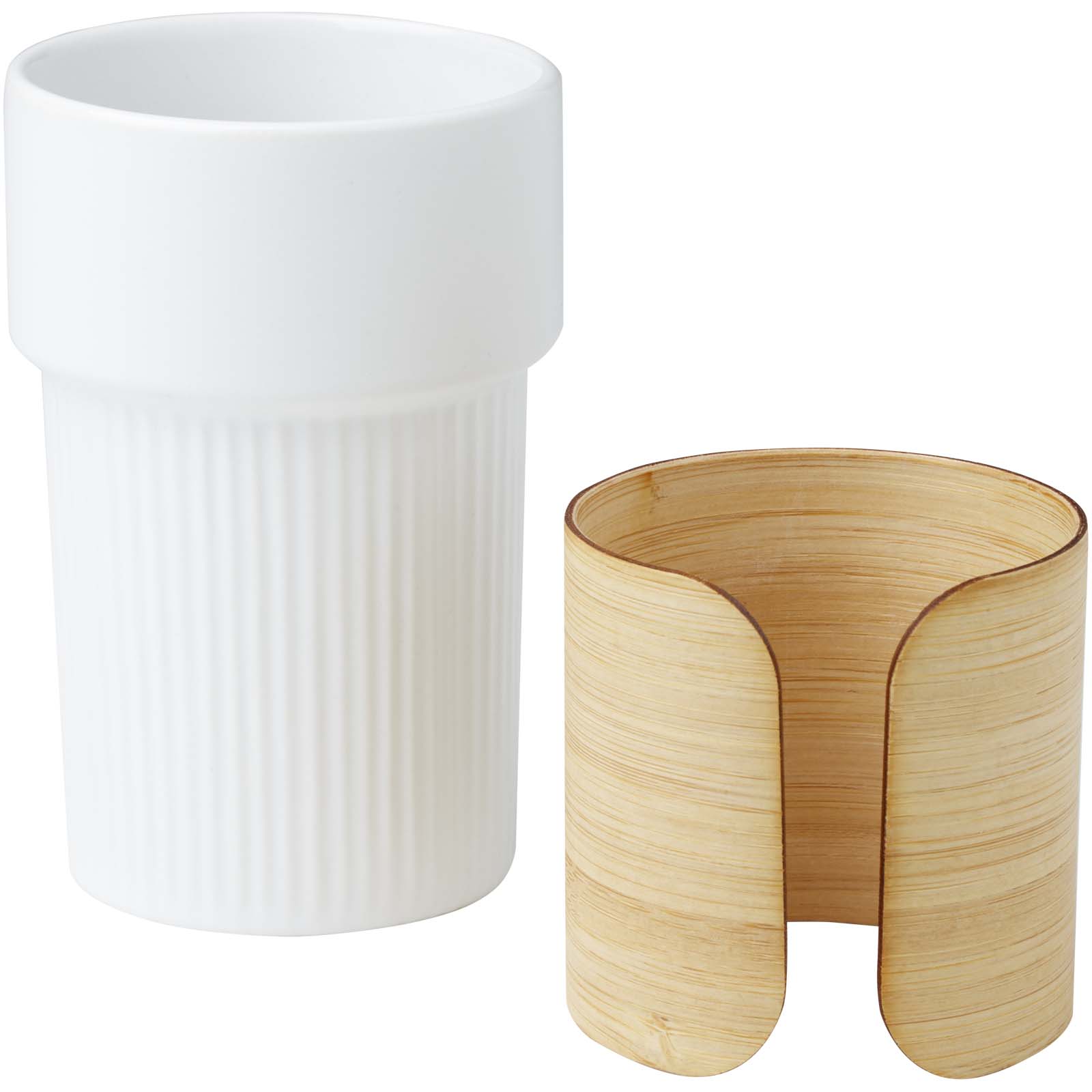 Fika 340 ml Becher mit Bambushülle weiss