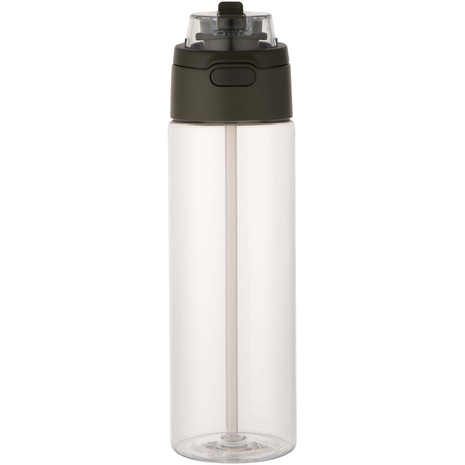 Theron 700 ml RCS Trinkflasche aus recyceltem Kunststoff mit Multifunktionsdeckel und Klappstrohhalm waldgrün