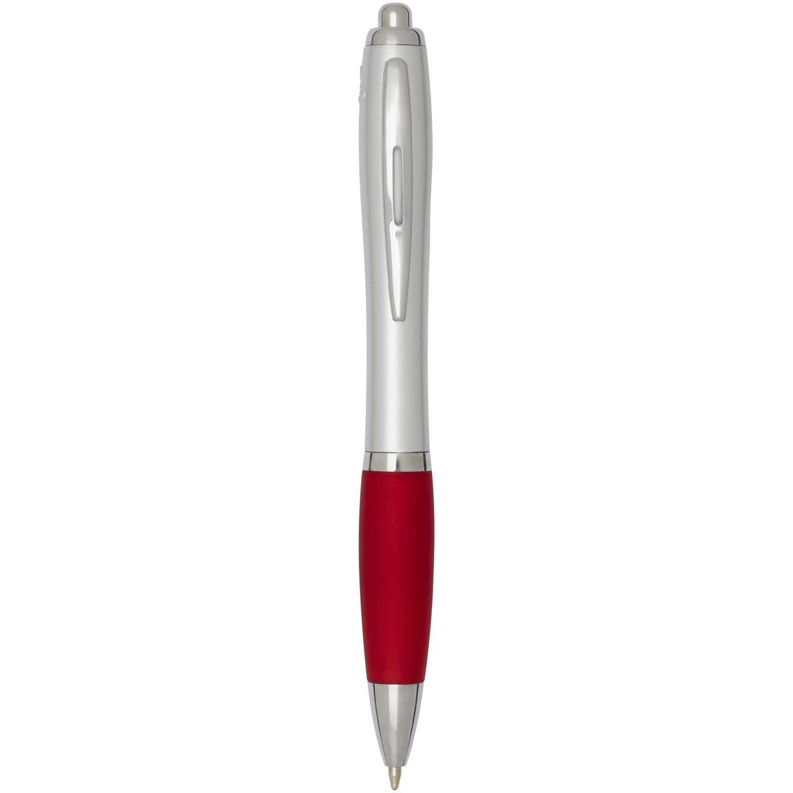 Nash RCS Kugelschreiber aus recyceltem Kunststoff mit silbernem Schaft und farbigem Griff (schwarze Tinte) rot