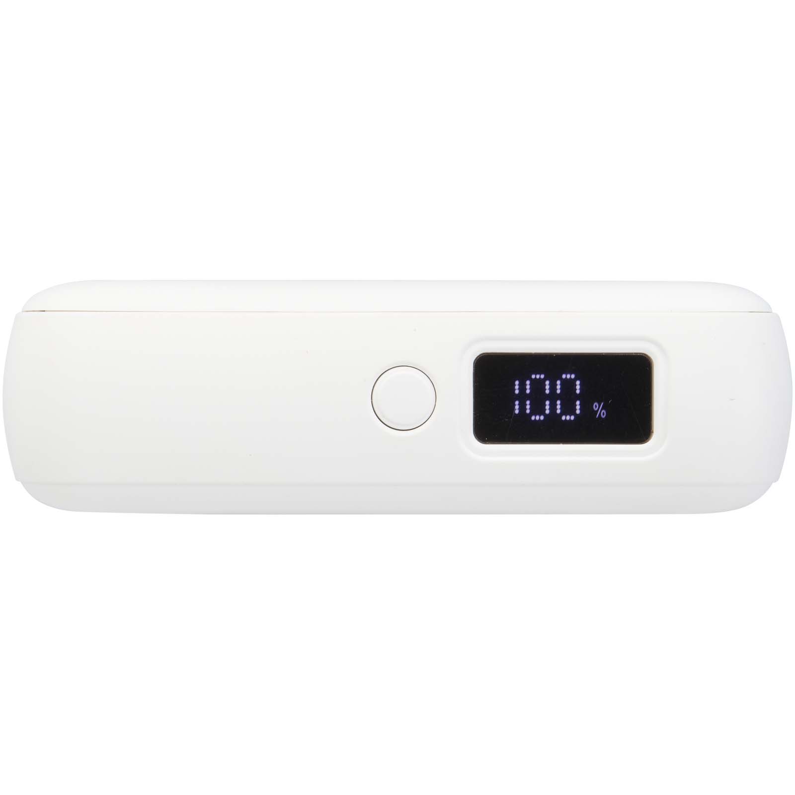 Acrux 35 W 10.000 mAh Tablet Powerbank mit integriertem Typ-C-Kabel aus recyceltem Kunststoff weiss