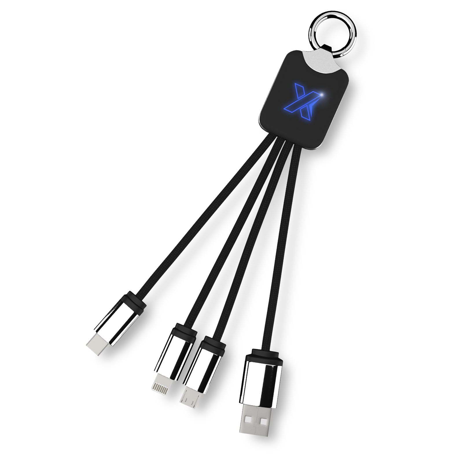 SCX.design C15 Quatro Ladekabel mit Leuchtlogo blau, schwarz