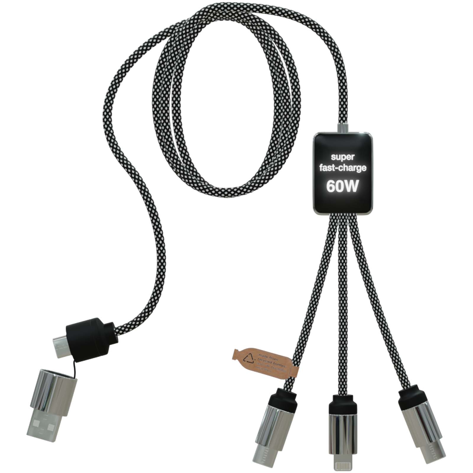 SCX.design C33 60W Typ C Ladekabel mit doppeltem Leuchtlogo heather schwarz