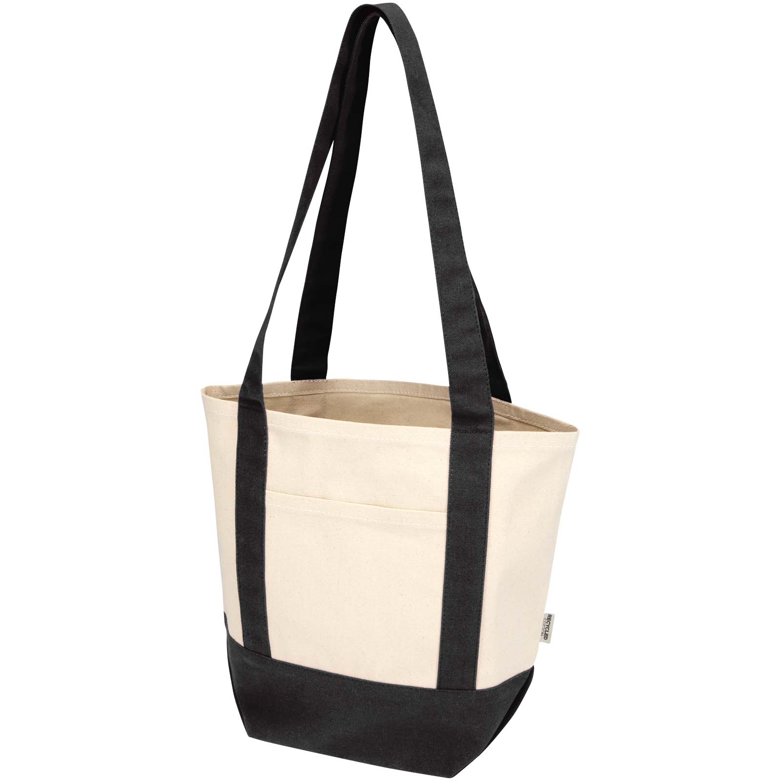 Sam 320 g/m² Mini-Tragetasche aus GRS recycelter Baumwolle schwarz, natur