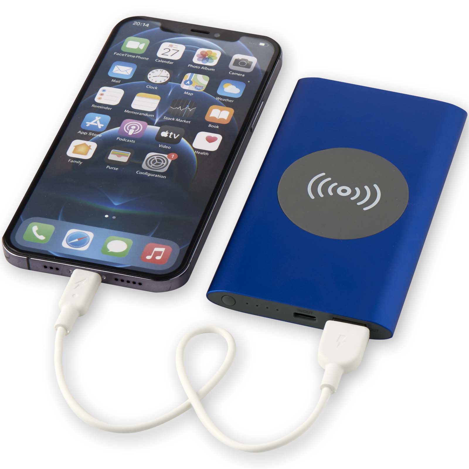 Juice 4000 mAh Typ-C kabellose Powerbank aus recyceltem Aluminium royalblau
