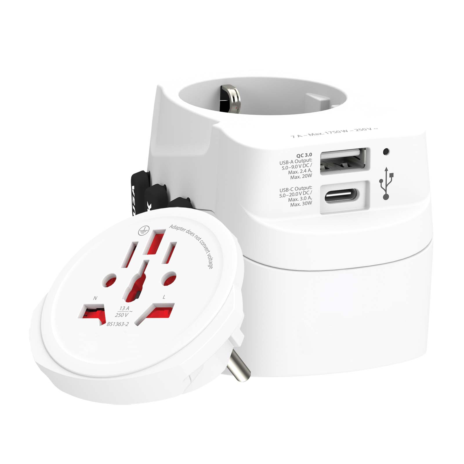 SKROSS® PRO Light USB AC30PD Reiseadapter weiss