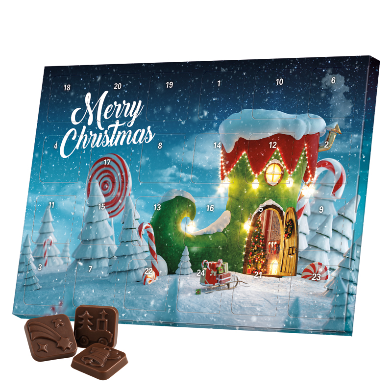 Classic Tisch Adventskalender, Blister gefüllt, Alpenmilch Schokotäfelchen