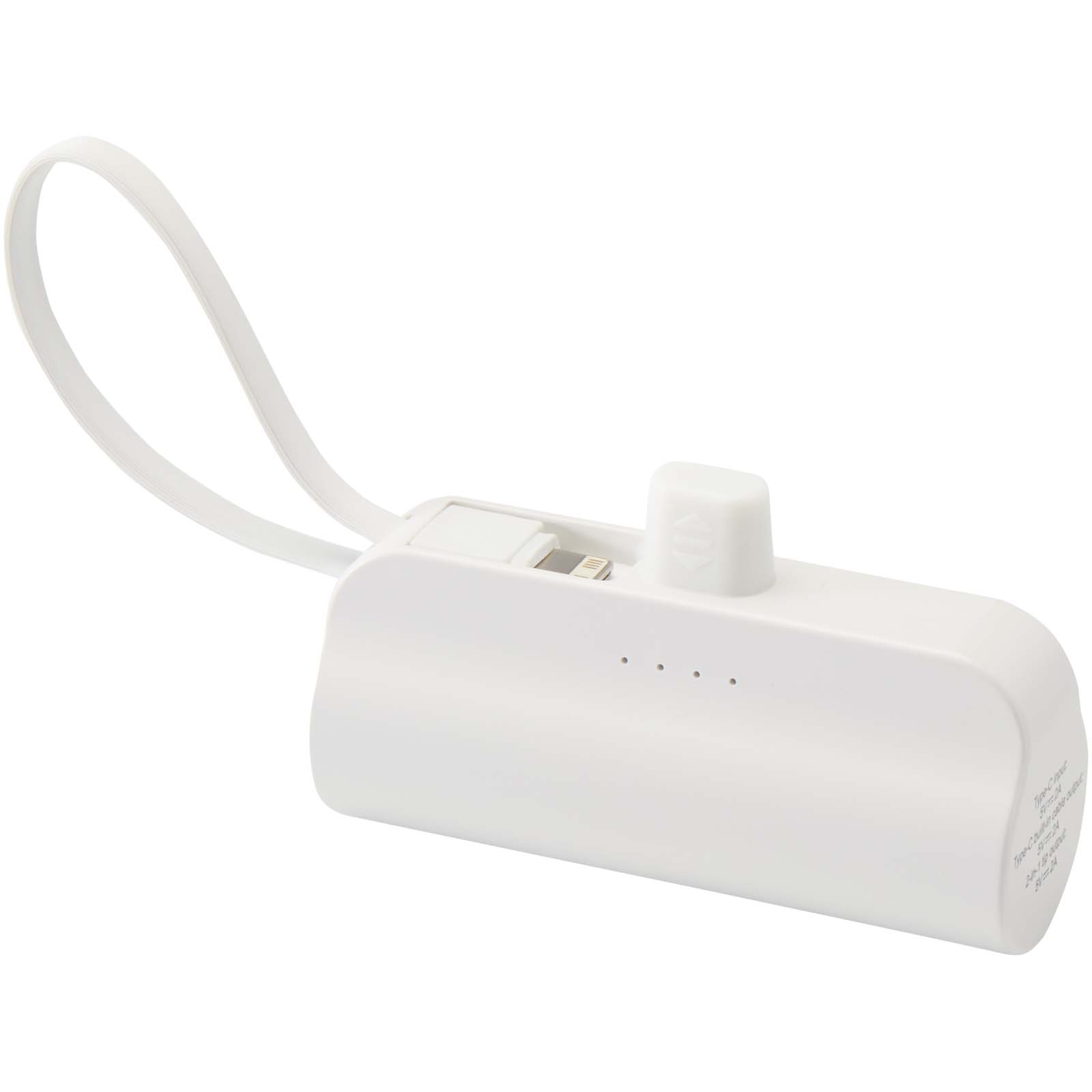 Alnair 10 W 5000 mAh Typ C Powerbank aus recyceltem Kunststoff mit integriertem Klappständer und 2 in 1 Kabel weiss