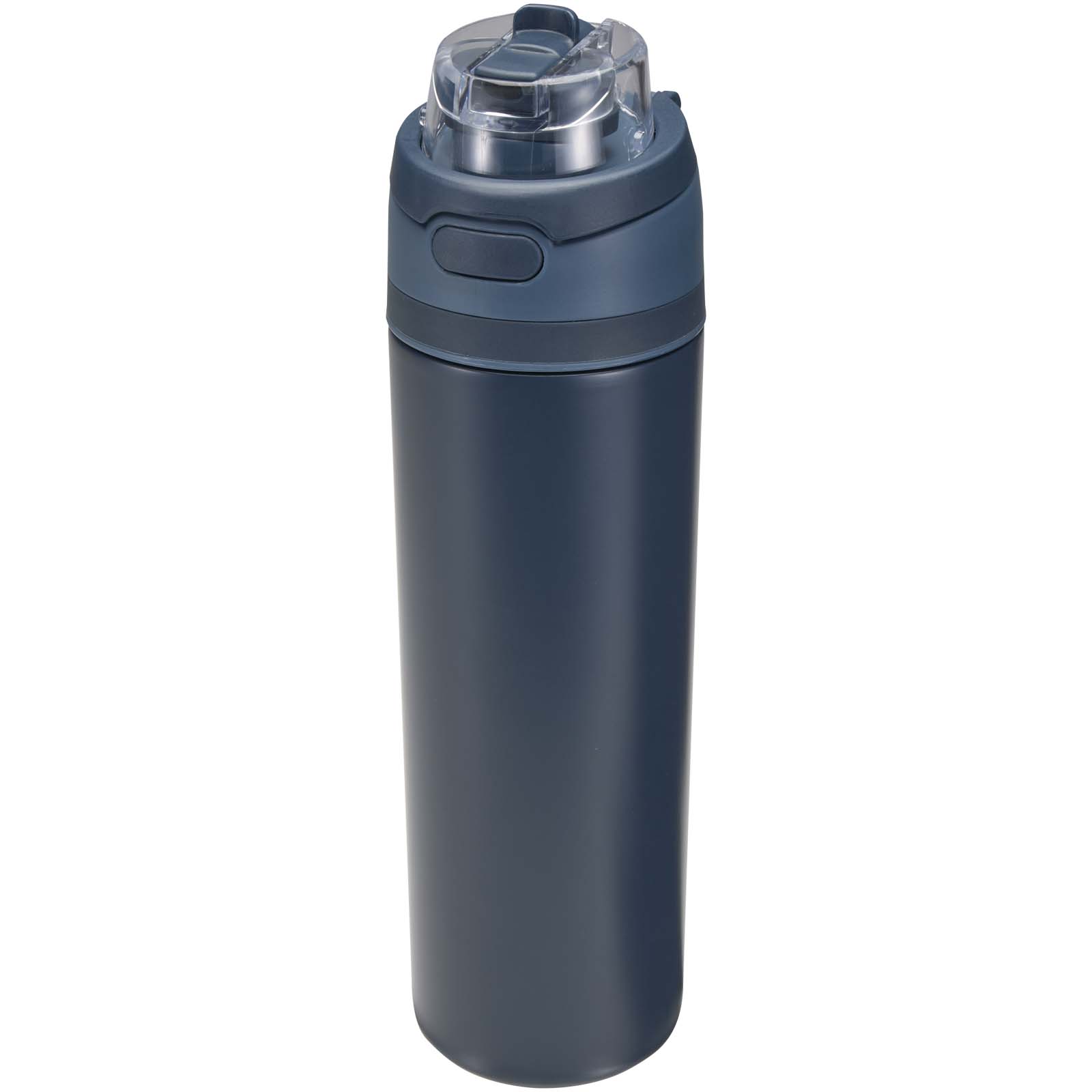 Theron 800 ml RCS Trinkflasche aus recyceltem, einwandigem Edelstahl mit Multifunktionsdeckel und Klappstrohhalm navy