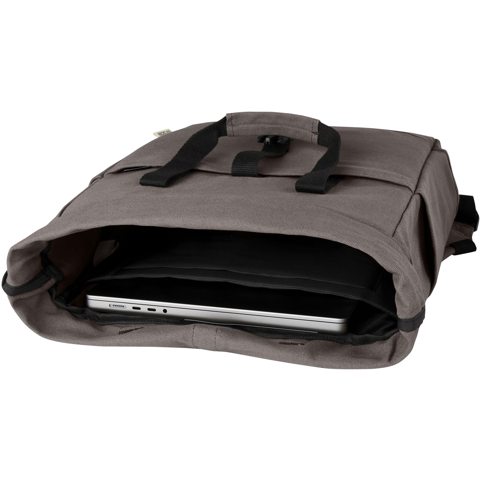 Joey 15" GRS Rolltop Laptoprucksack aus recyceltem Canvas 15 L grau