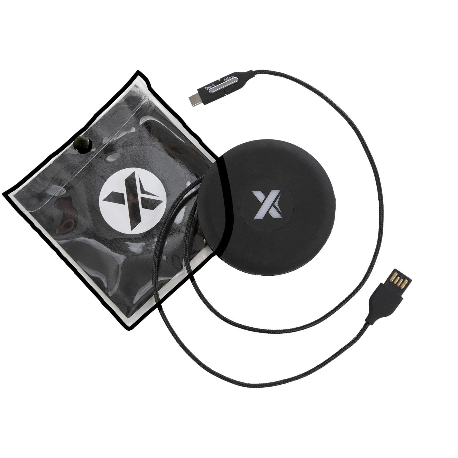SCX.design C18 3-in-1 Travel Ladekabel mit Leuchtlogo schwarz