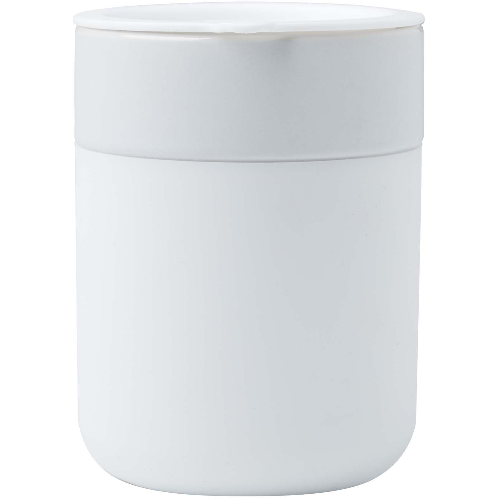 Java 330 ml Keramikbecher mit Silikonhülle und Kunststoffdeckel weiss