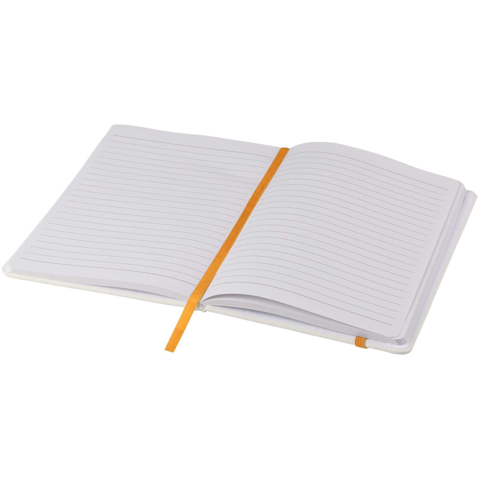 Spectrum weißes A5 Notizbuch mit farbigem Gummiband weiss, orange