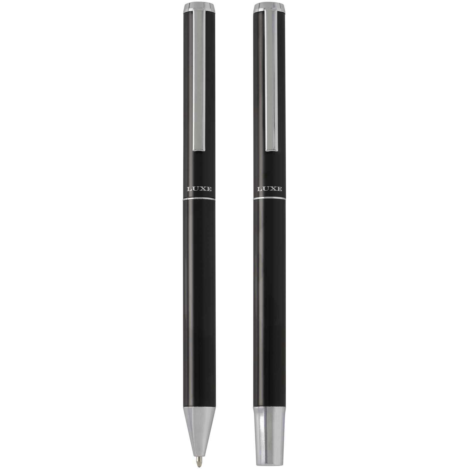 Lucetto Set mit Kugelschreiber und Tintenroller aus recyceltem Aluminium (schwarze Mine) schwarz