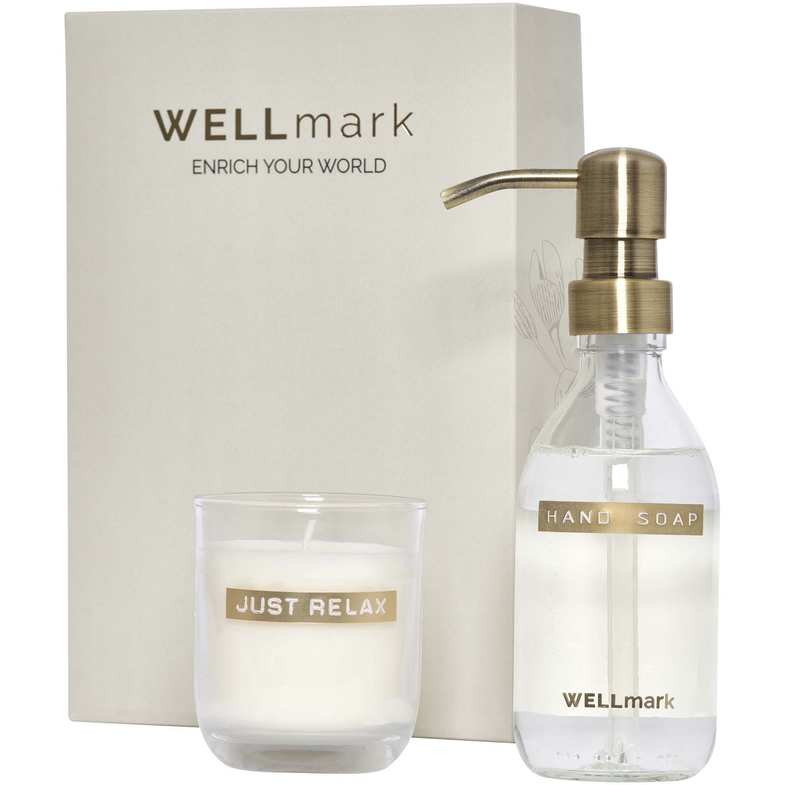 Wellmark Discovery 250 ml Handseifenspender und 150 g Duftkerze im Set weiss