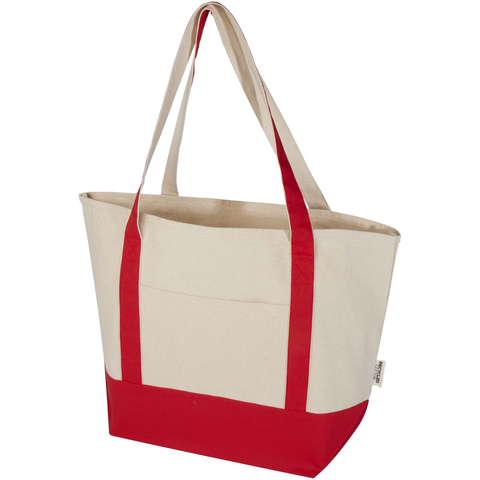 Sam 320 g/m² Tragetasche aus GRS recycelter Baumwolle rot, natur