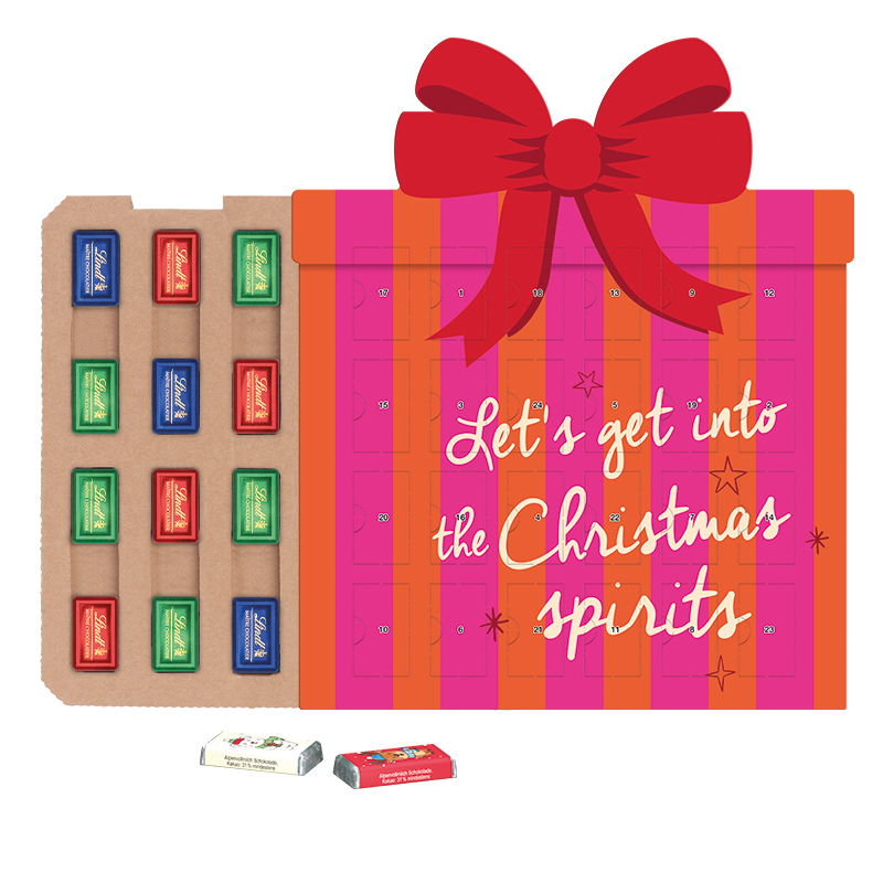 Shape Adventskalender Geschenk Eco, Lindt Schokotäfelchen