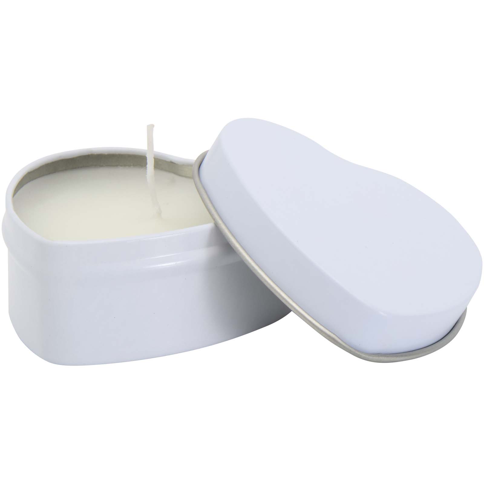 Blissful Herzförmige Zinnkerze mit Vanille Duft weiss