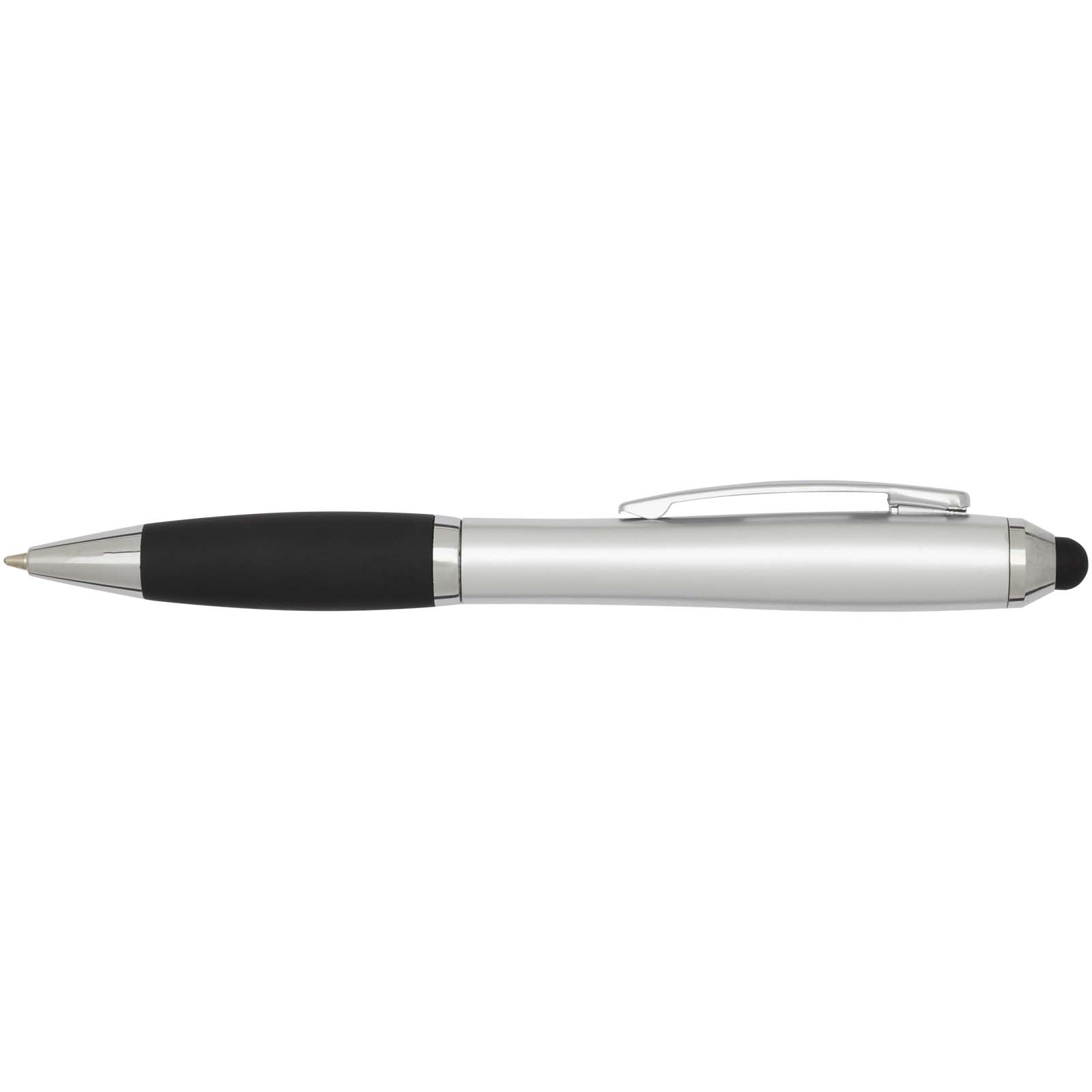 Nash RCS Stylus Kugelschreiber aus recyceltem Kunststoff mit farbigem Schaft und schwarzem Griff (blaue Tinte) silber