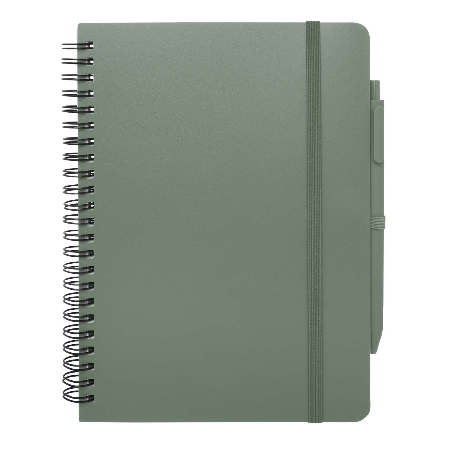 Thalaasa A5 Hardcover Notizbuch mit Kugelschreiber (schwarze Mine) heather grün