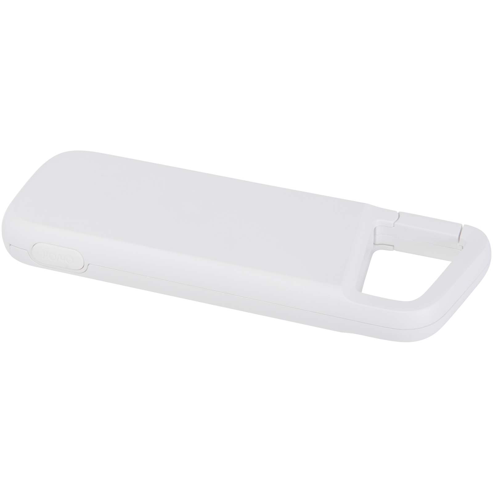Alkes 12 W 5.000 mAh wasserfeste Powerbank aus recyceltem Kunststoff mit Karabinerhaken weiss