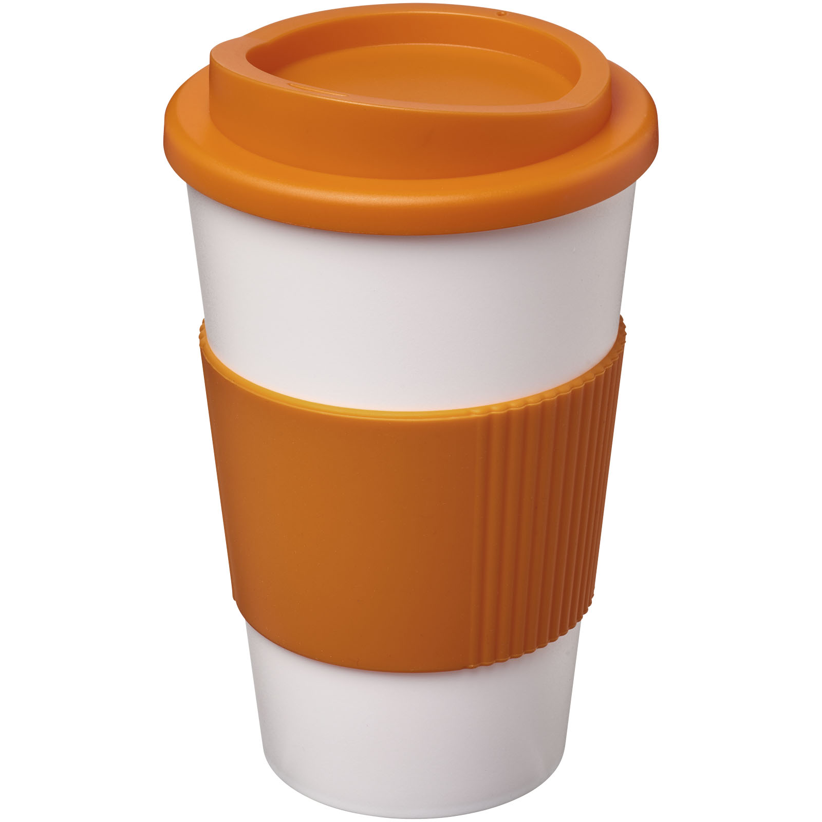 Americano® 350 ml Isolierbecher mit Schutzring orange, weiss