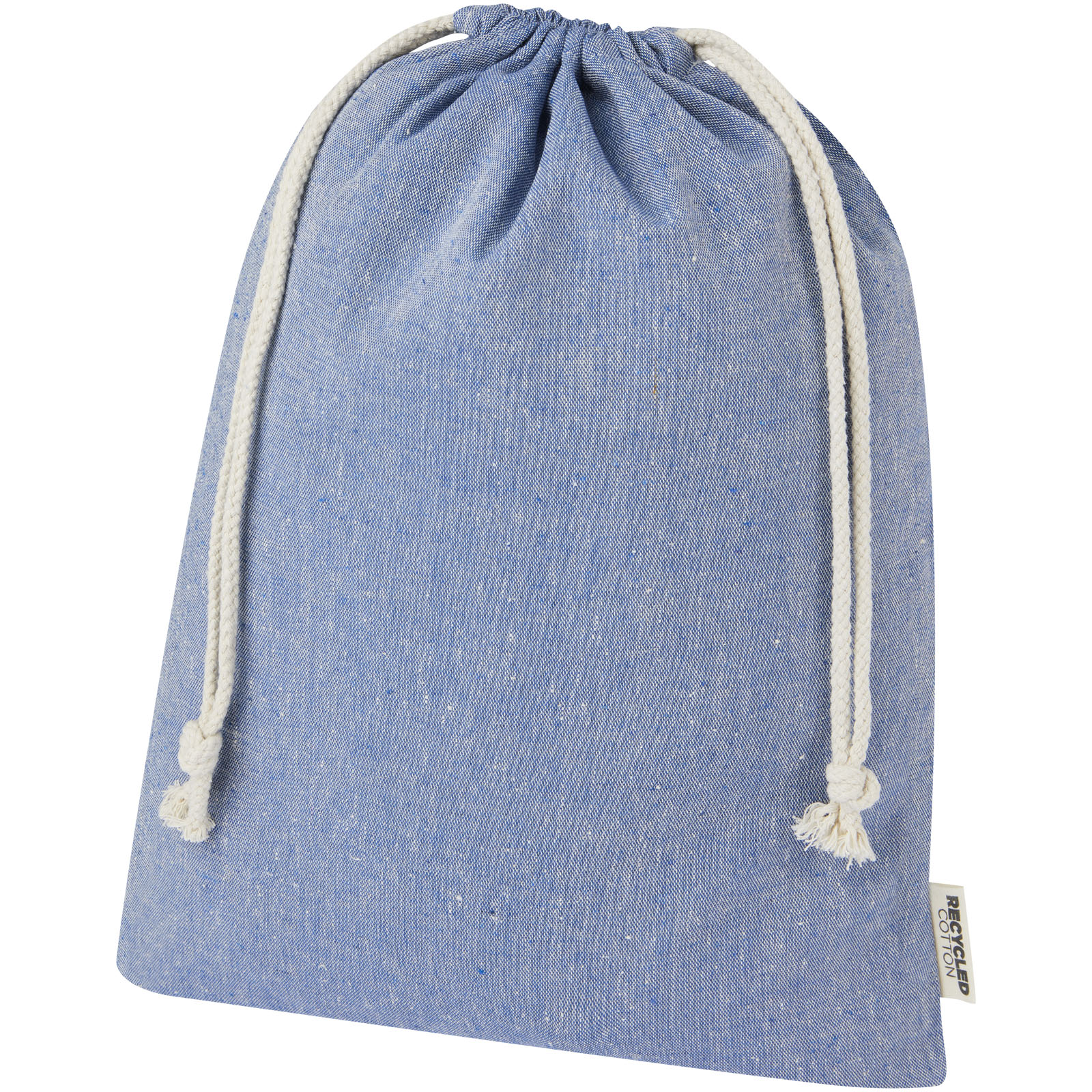Pheebs 150 g/m² GRS Zuziehbeutel aus Recyclingbaumwolle groß 4 l heather blau
