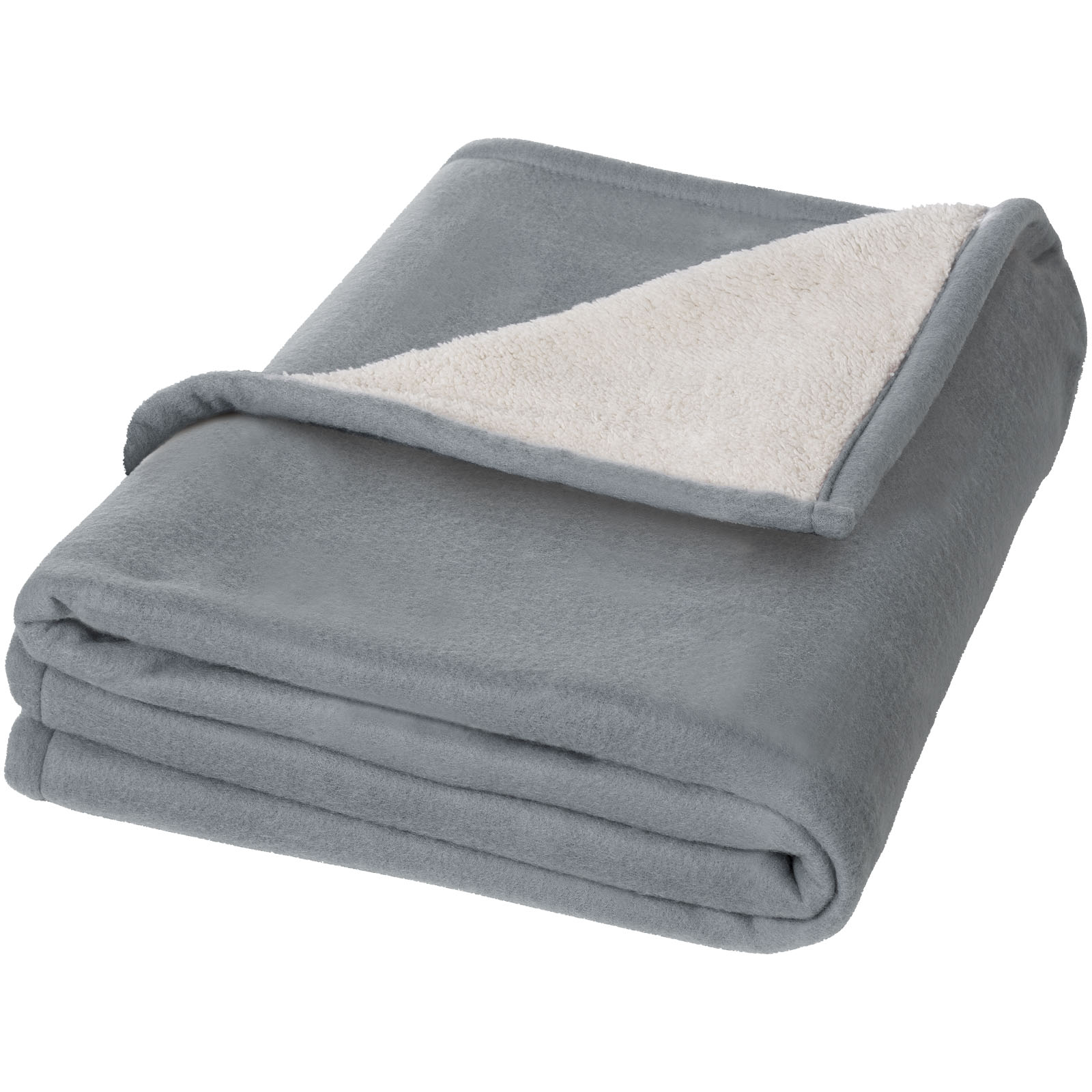 Springwood Decke aus weichem Fleece und Sherpa-Plaid grau, offwhite