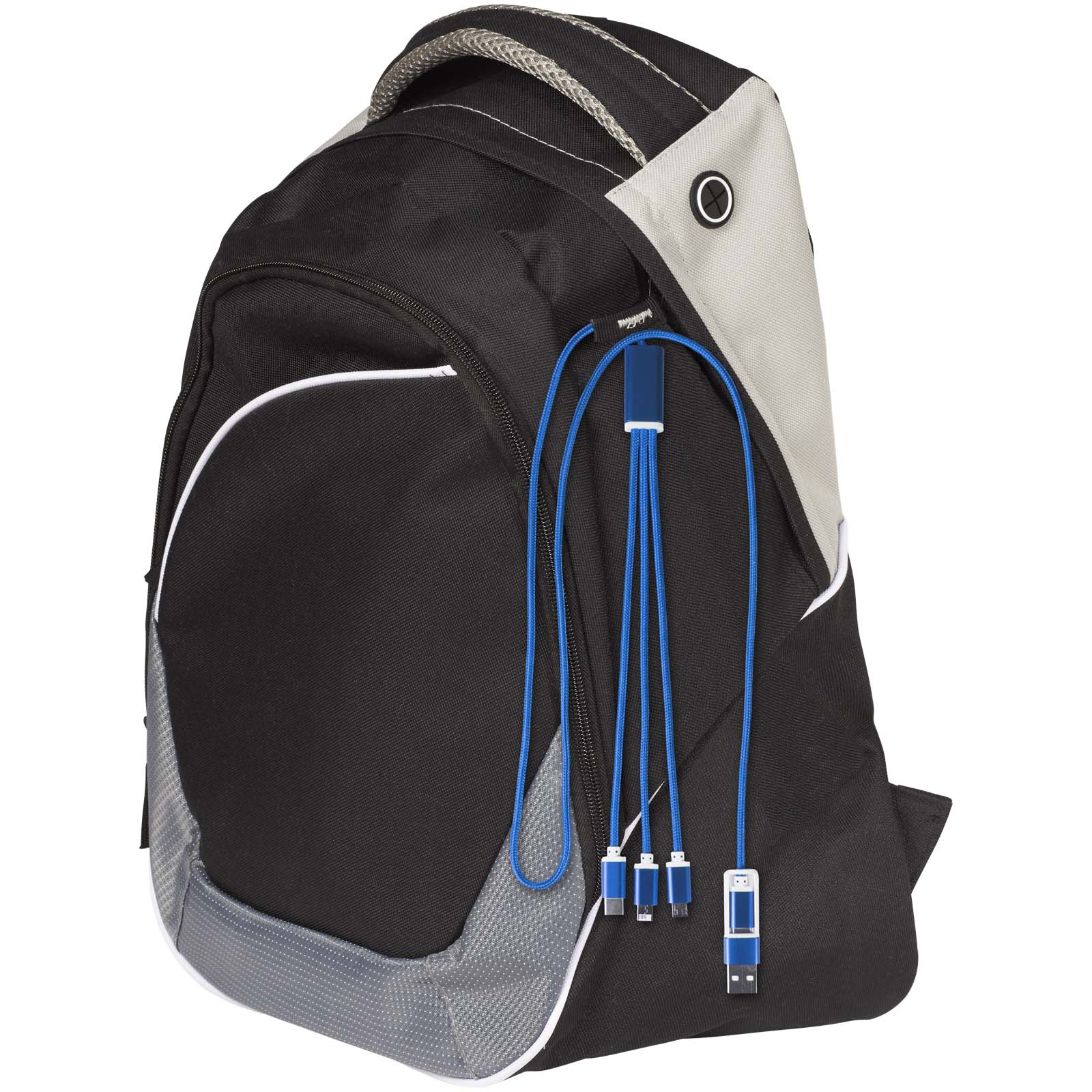 Versatile 5-in-1 Ladekabel aus recyceltem Aluminium royalblau