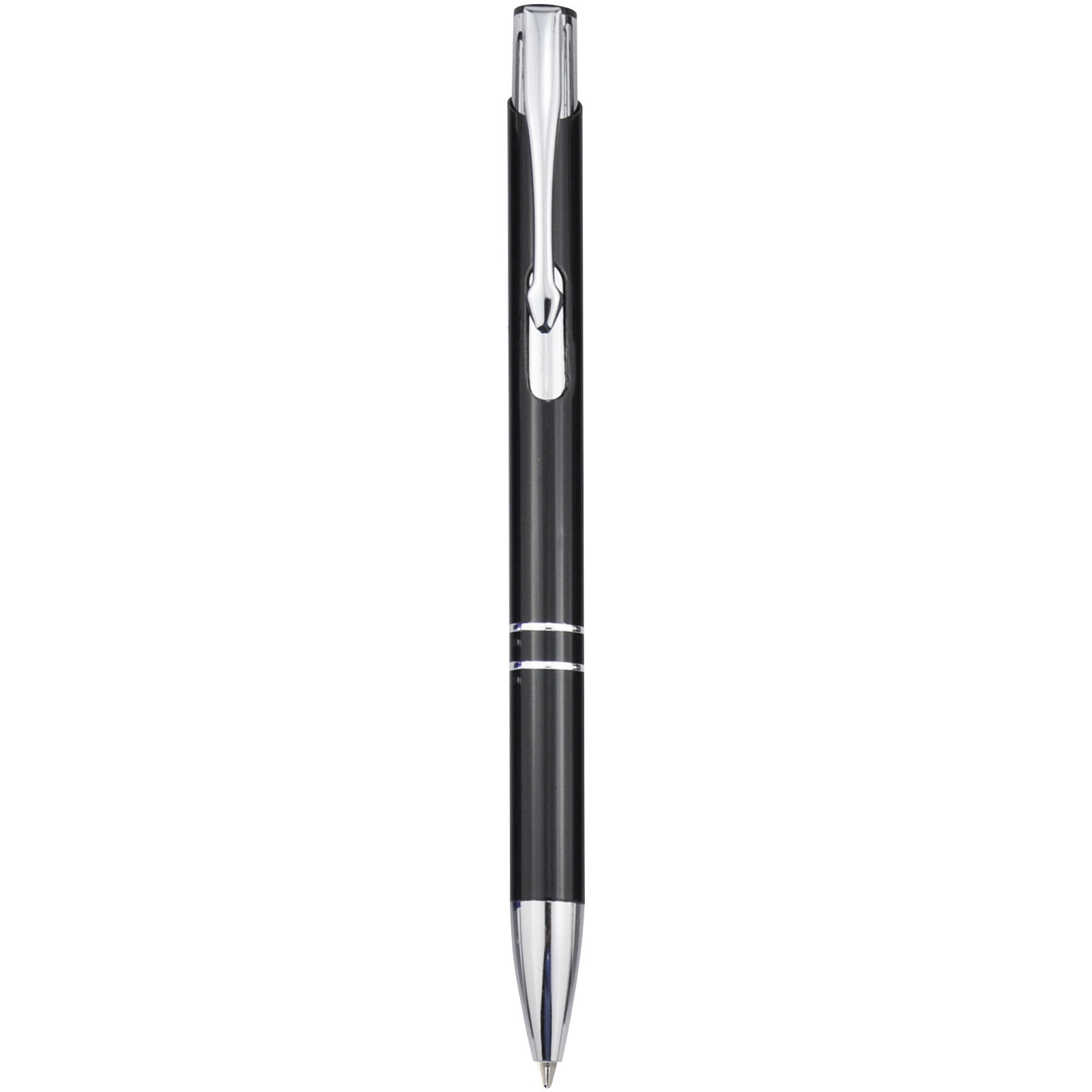 Moneta Druckkugelschreiber aus Aluminium (schwarze Mine) schwarz