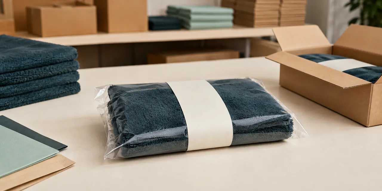 Fertig konfektioniertes Mikrofasertuch in individueller Verpackung