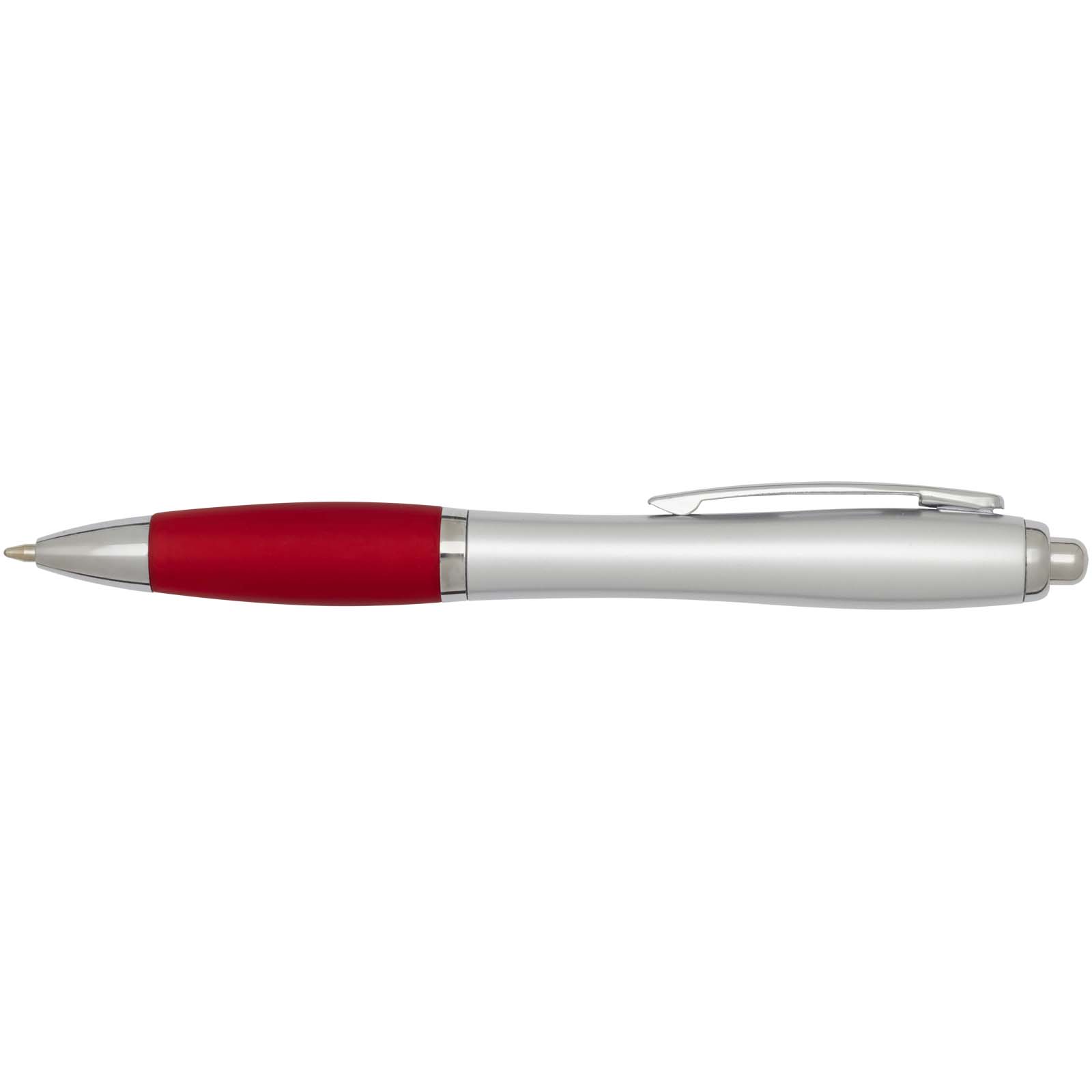 Nash RCS Kugelschreiber aus recyceltem Kunststoff mit silbernem Schaft und farbigem Griff (schwarze Tinte) rot