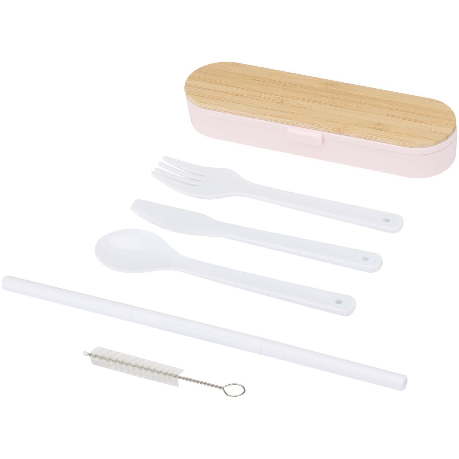 Runa Besteckset mit Bambusdeckel hellrosa