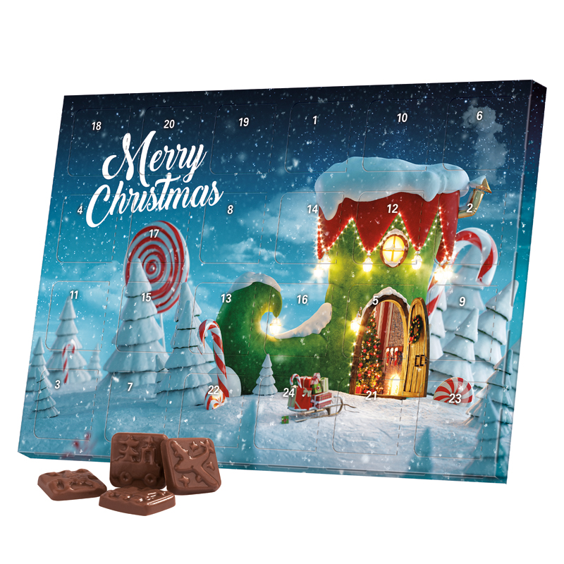 Classic Tisch Adventskalender, Blister gefüllt, Alpenmilch Schokotäfelchen