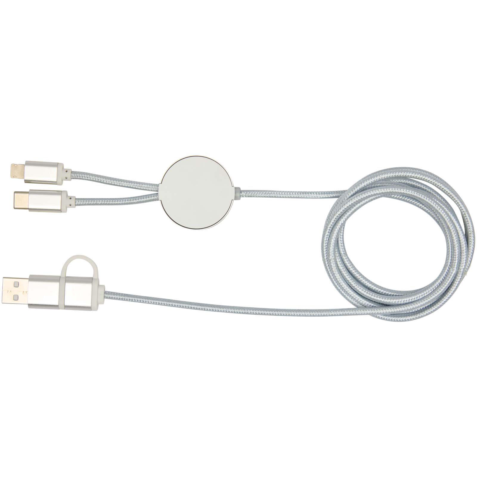 Alasia 150 cm 5-in-1 Kabel aus recyceltem Kunststoff für Datenübertragung und 27W Schnellladung silber