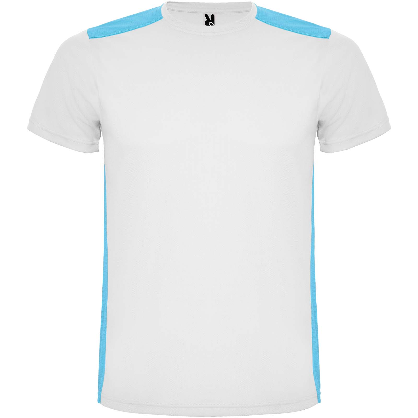 Detroit 130 g/m² T-Shirt Unisex aus recyceltem Material weiss, türkis