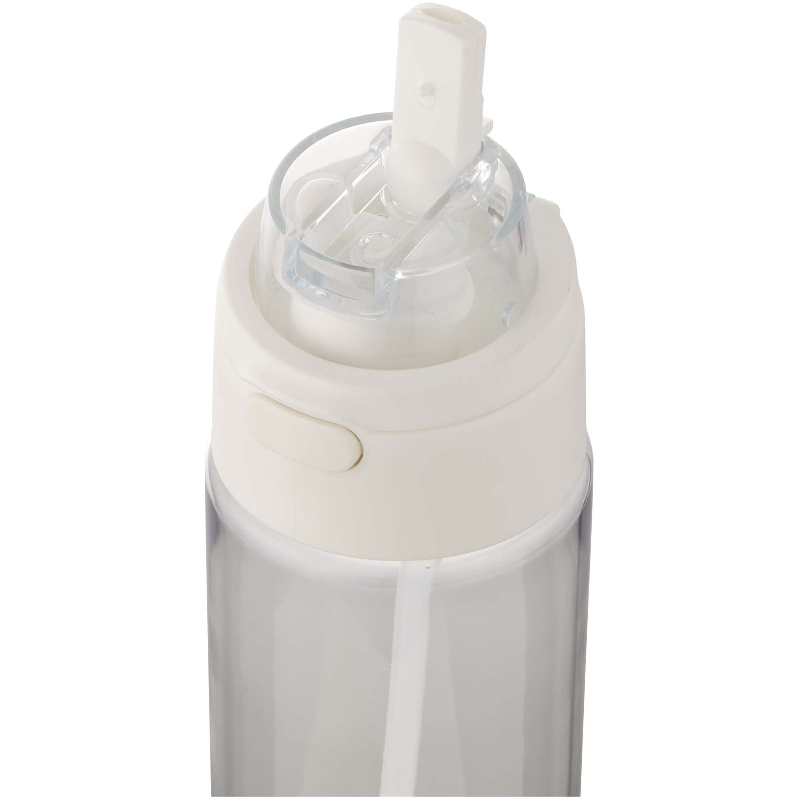 Theron 700 ml RCS Trinkflasche aus recyceltem Kunststoff mit Multifunktionsdeckel und Klappstrohhalm transparent klar