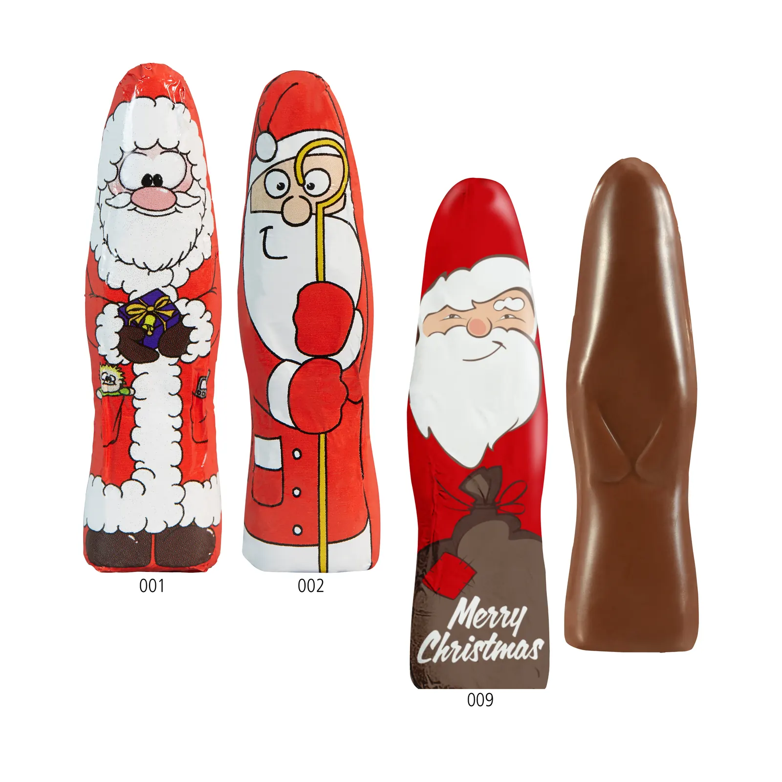MINI Schoki-Weihnachtsmännchen Standardmotive - Weihnachtsmännchen mit Geschenk