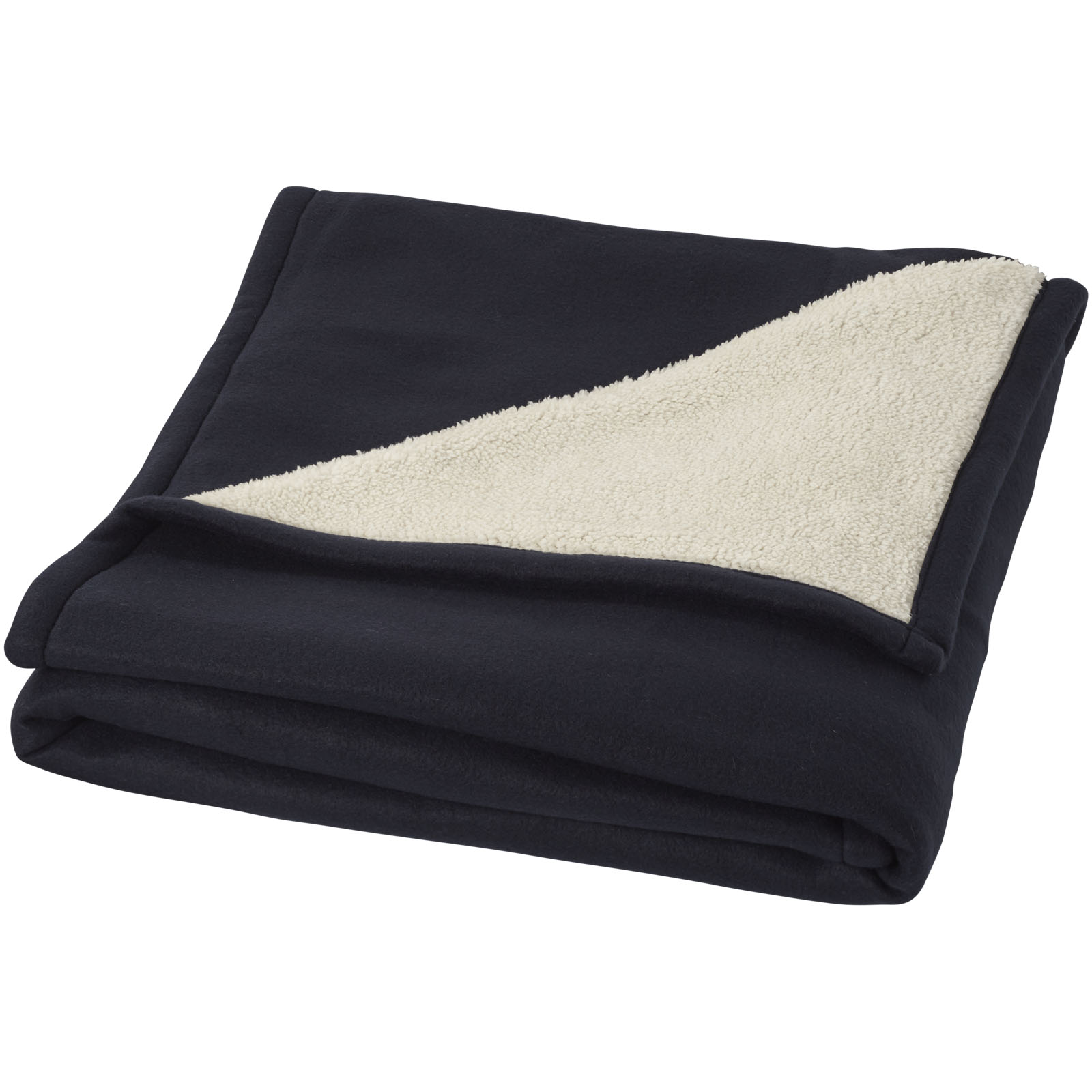 Springwood Decke aus weichem Fleece und Sherpa-Plaid navy, offwhite