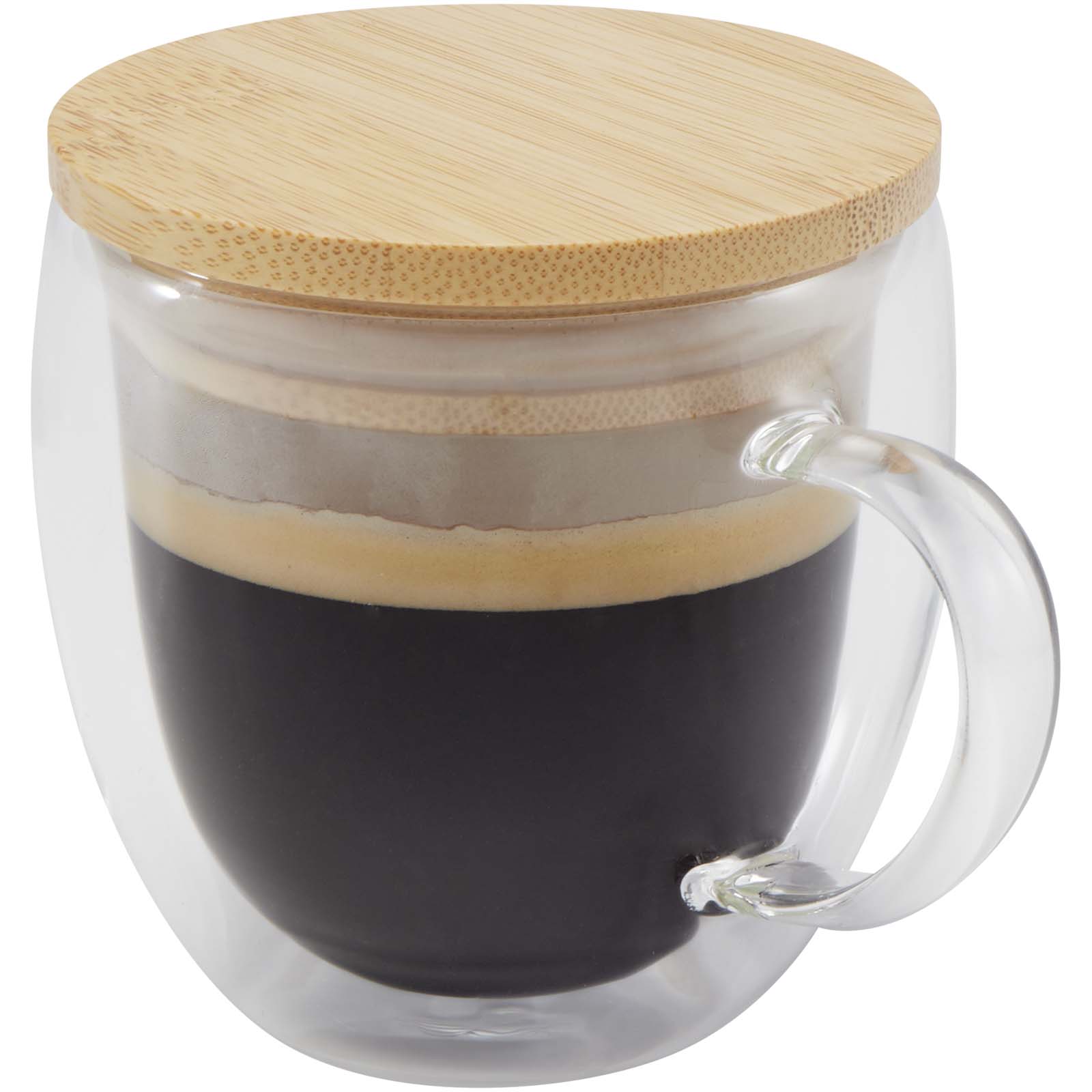 Lenora 250 ml Glasbecher mit Bambusdeckel transparent klar