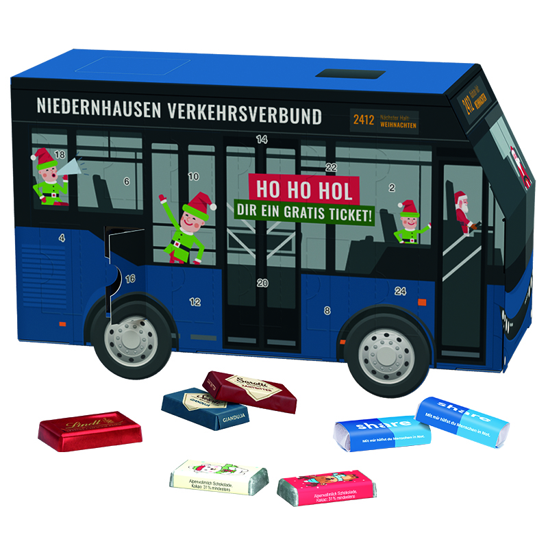 Adventskalender Bus, Sarotti Schokotäfelchen
