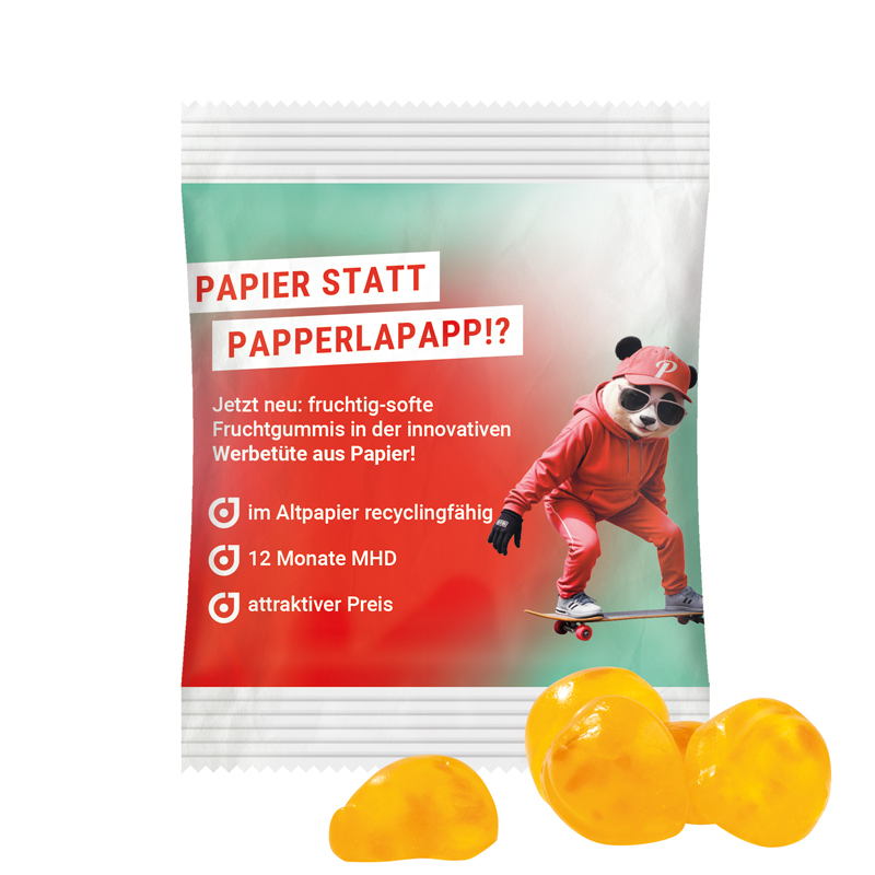 Minitüte 15 g, transparente kompostierbare Folie, Trolli Vitamin Fruchtgummi