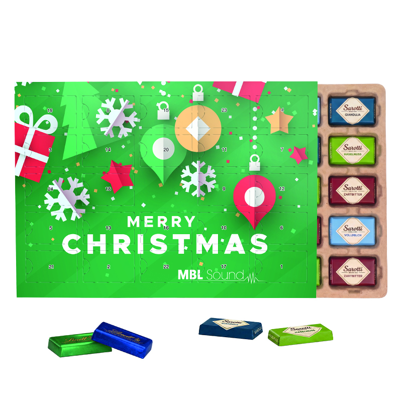 Premium Tisch Adventskalender Eco Sarotti Schokotäfelchen