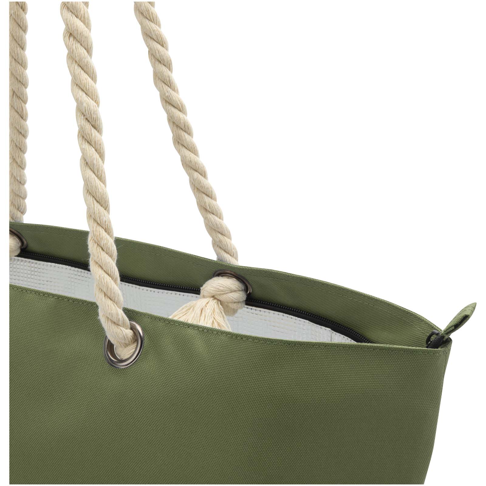 Panama Strandkühltasche mit Kordelgriffen aus recyceltem GRS-Material, 23L olive