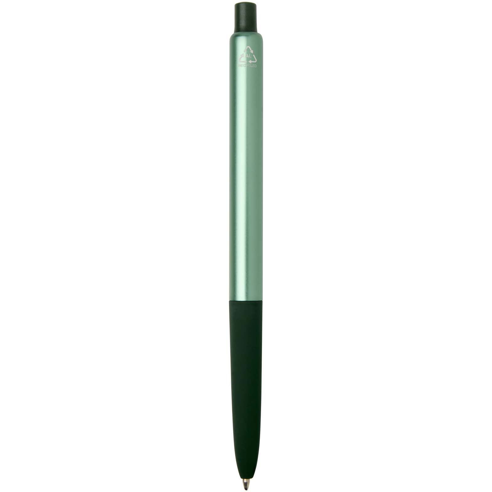 Soffit Kugelschreiber aus recyceltem Aluminium mit eloxierter Oberfläche (blaue Tinte) heather grün