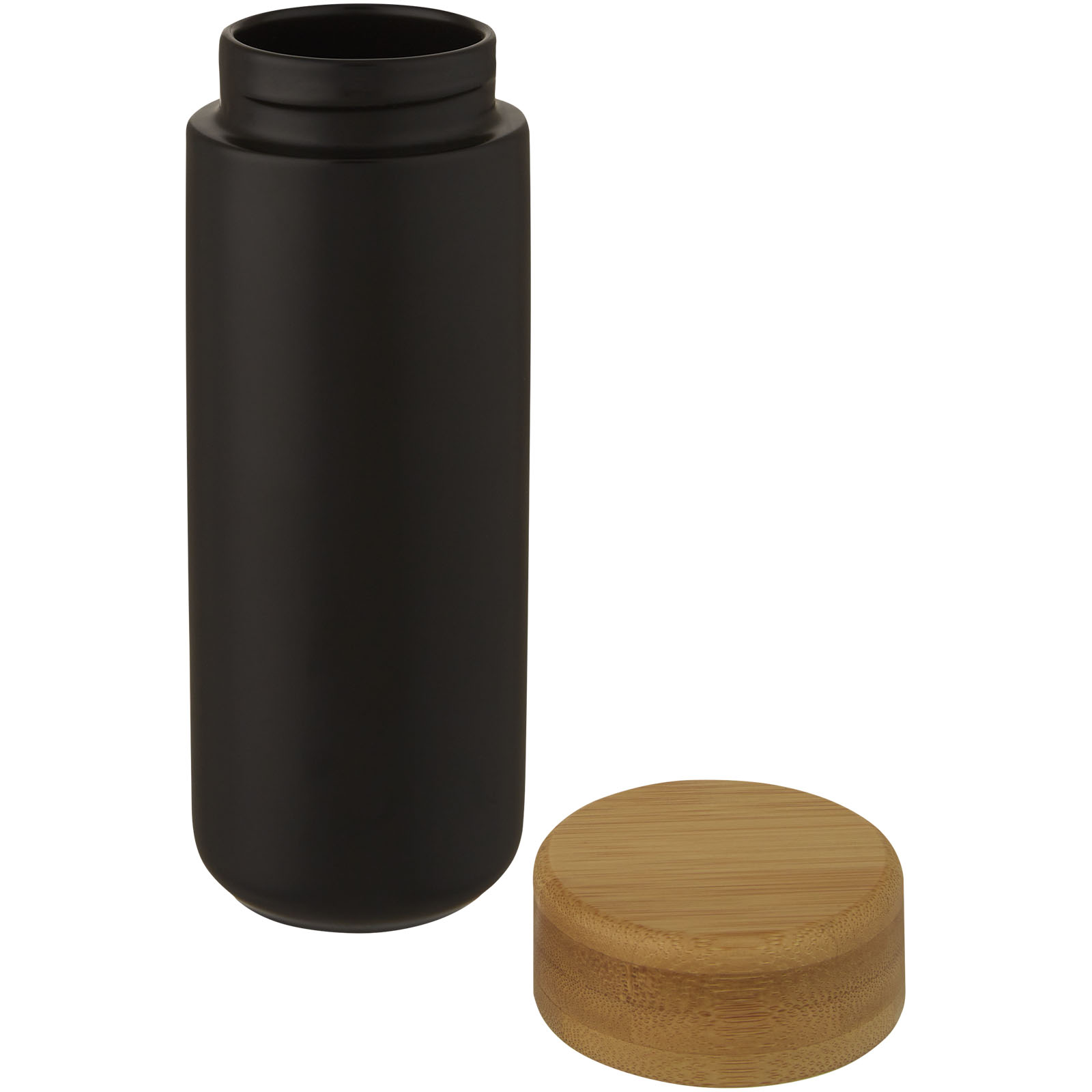 Lumi 300 ml Keramikbecher mit Bambusdeckel schwarz