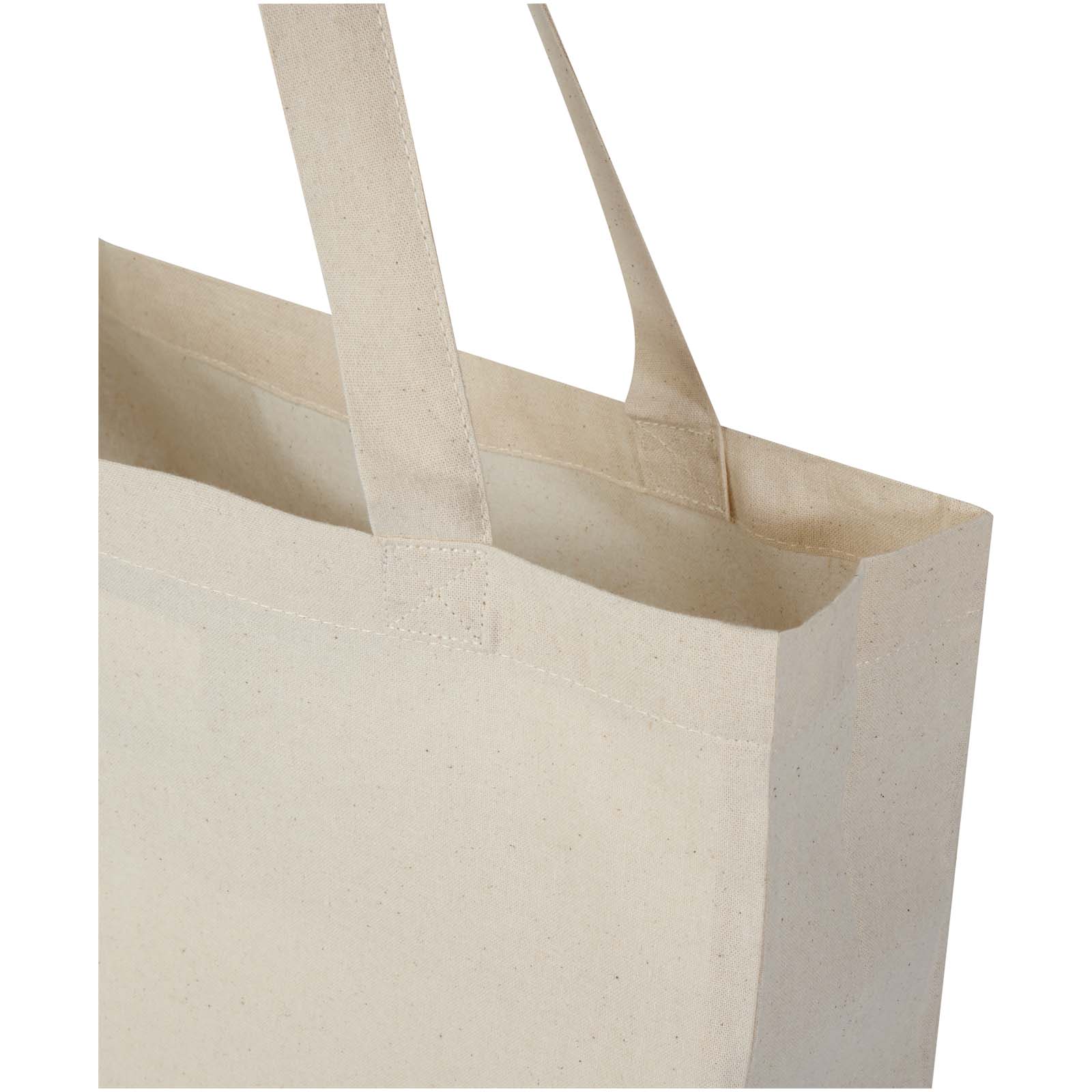 Madras 140 g/m² Baumwoll Tragetasche mit Seitenfalten aus GRS recycelter Baumwolle 12L natur
