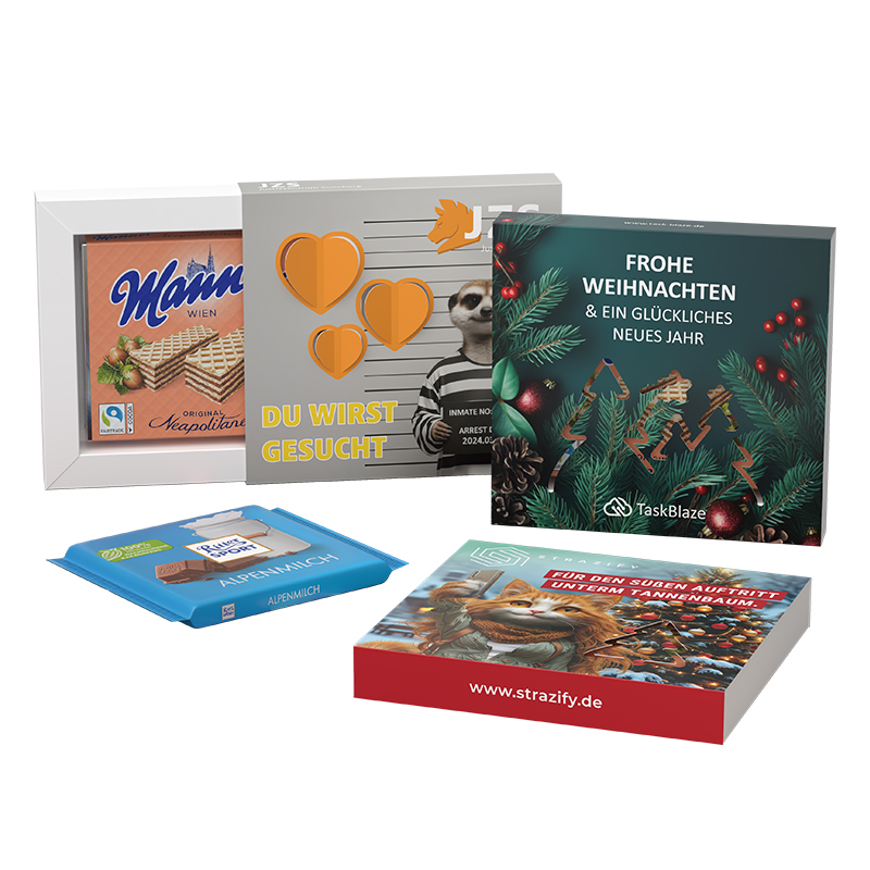 Präsentbox Premium, Wald-Stanzung, Ritter SPORT Alpenmilch Schokolade