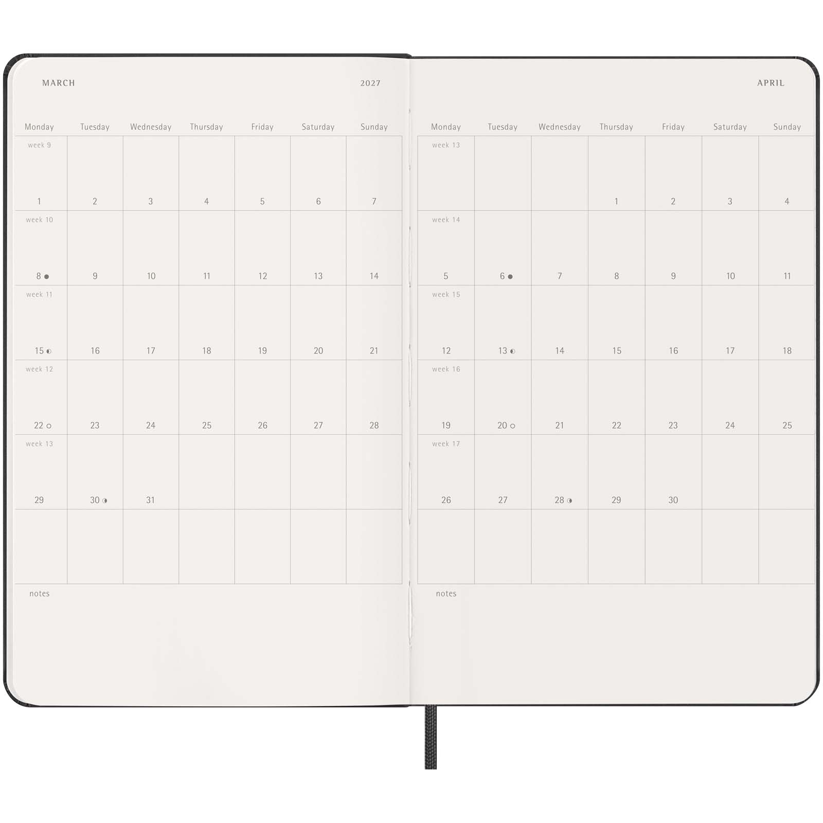 Moleskine Hardcover 12 Monate Wochenkalender L vertikal schwarz